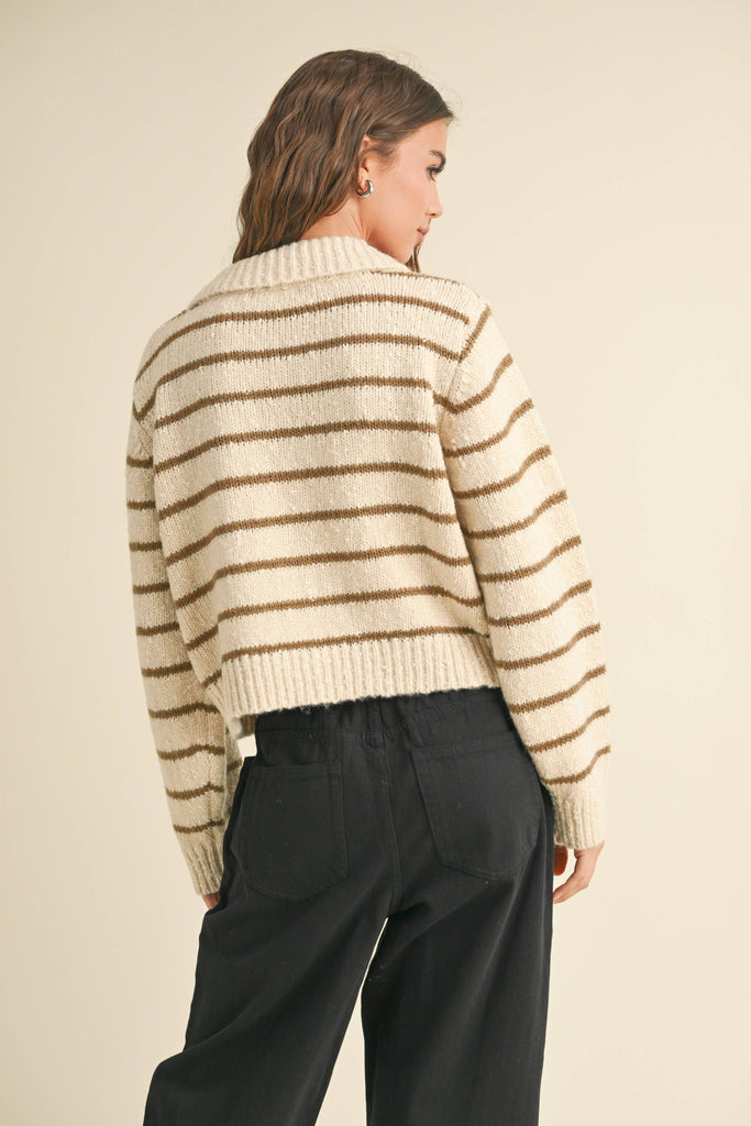 Marlowe Button Down Striped Knit Cardigan