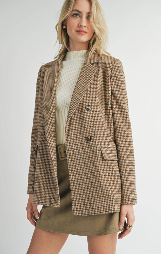 Camille Houndstooth Boyfriend Blazer