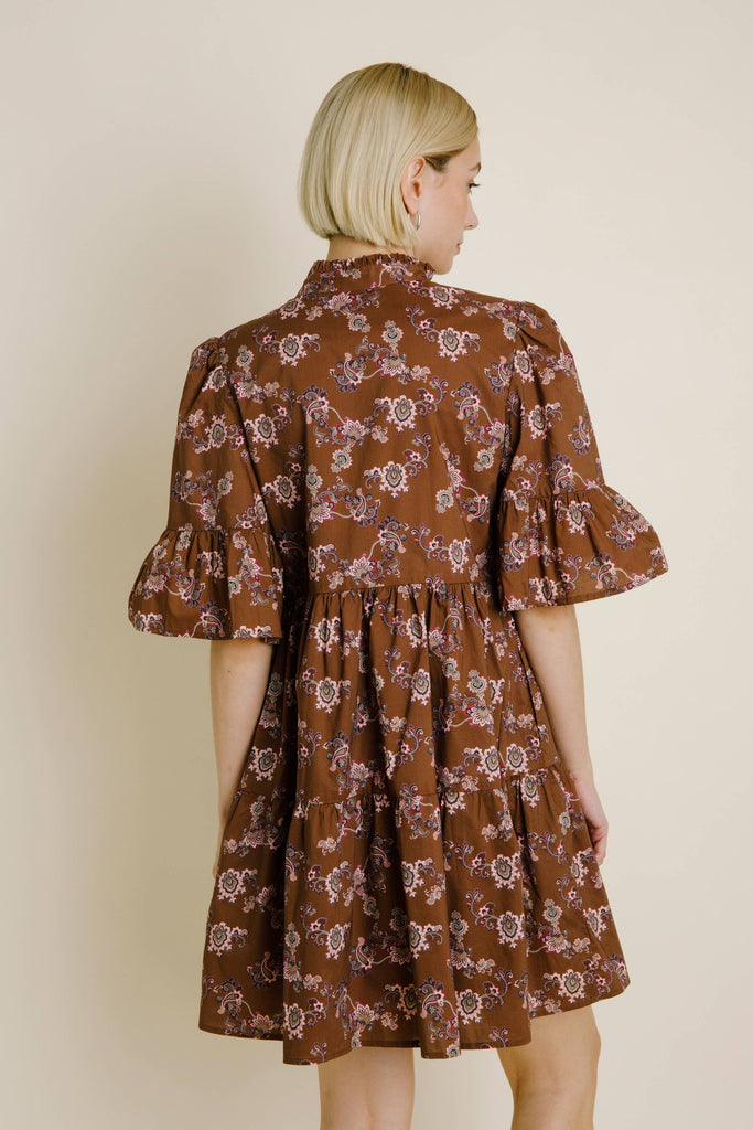 Amelia Paisley Tiered Button Down Dress