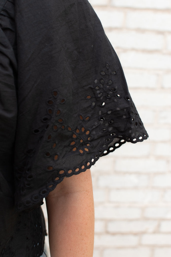 Kasey Eyelet V-Neck Top