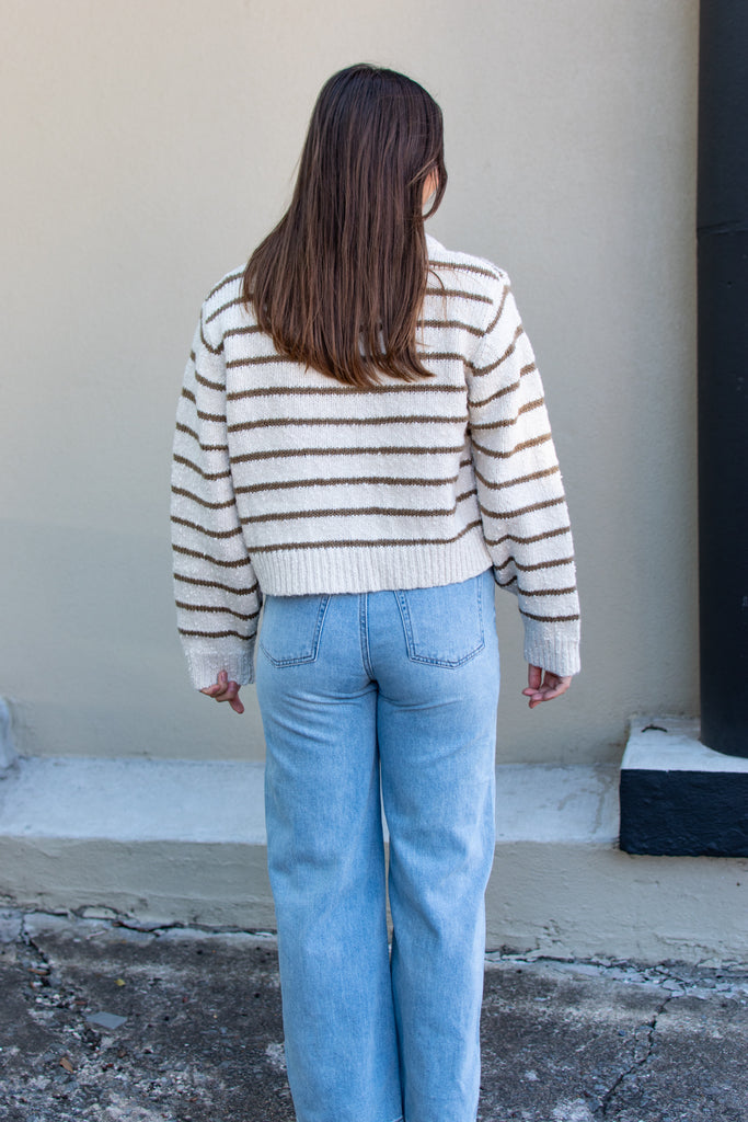 Marlowe Button Down Striped Knit Cardigan