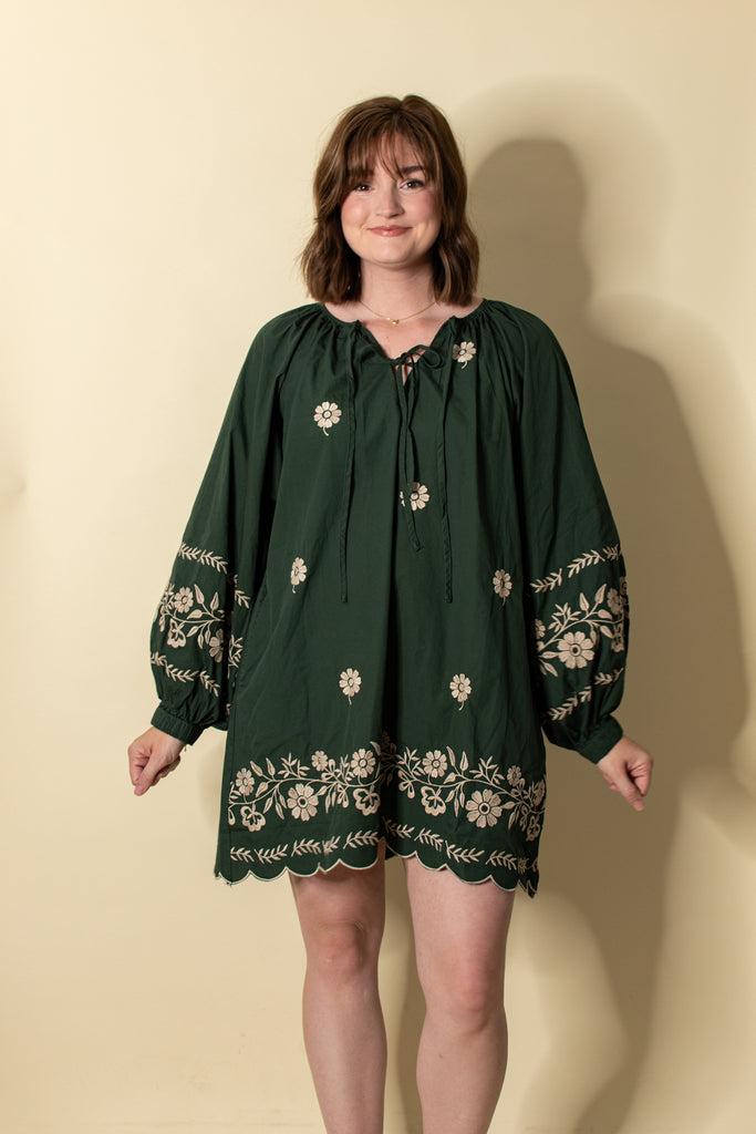 Everly Embroidered Peasant Mini Dress