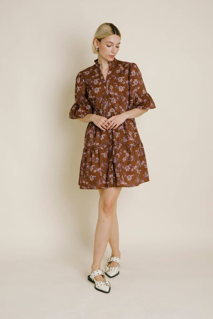 Amelia Paisley Tiered Button Down Dress